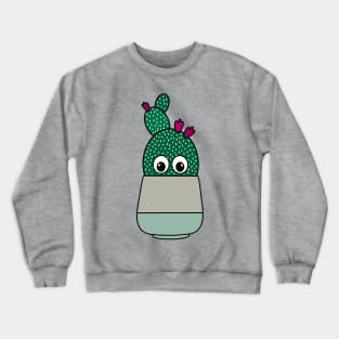 Cute Cactus Design #275: Cactus With Pretty Flowers Crewneck Sweatshirt